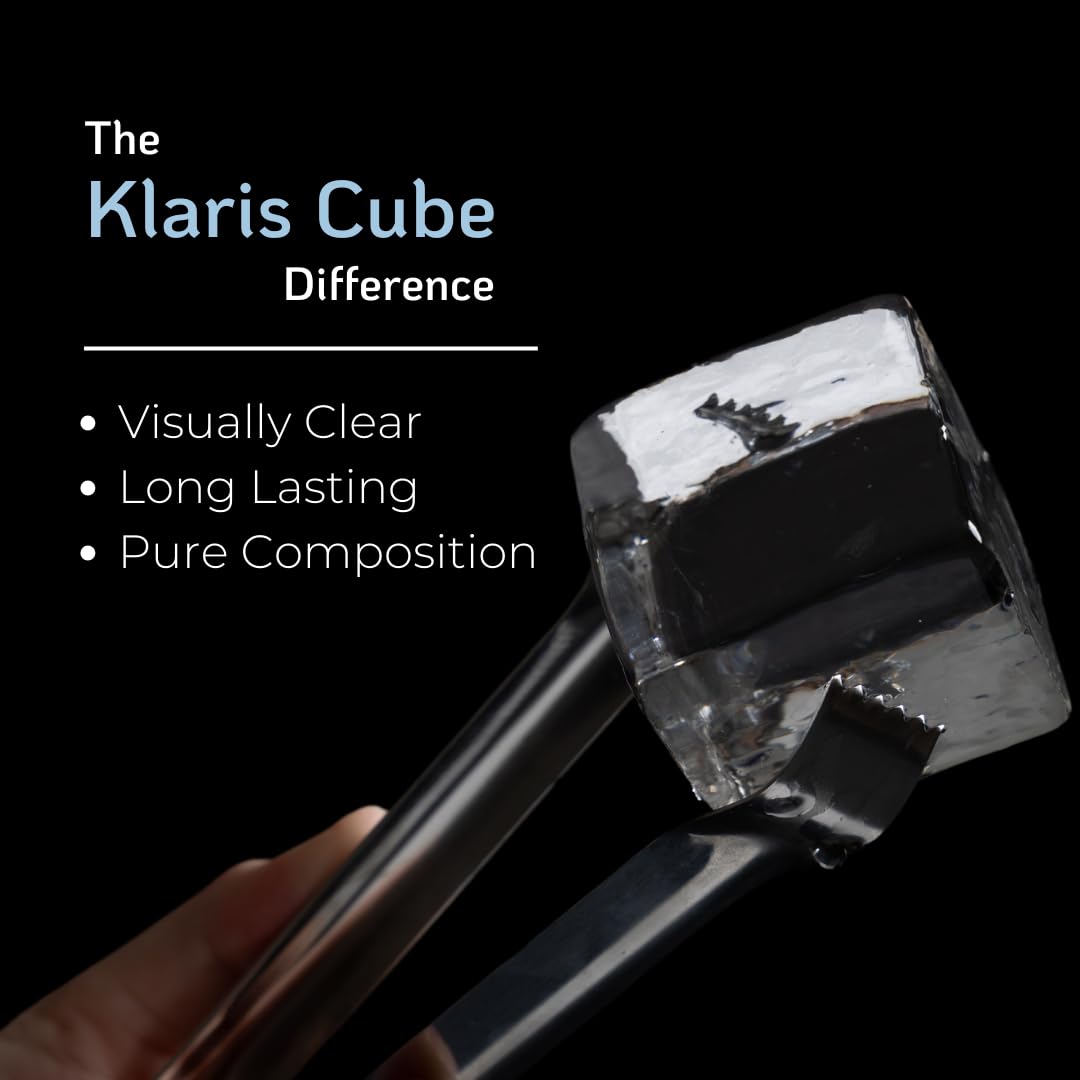 Clear Ice Maker, Makes 4 Large 2" Crystal Ice Cubes in 8-12 Hours, Compact Countertop Design for Cocktails
