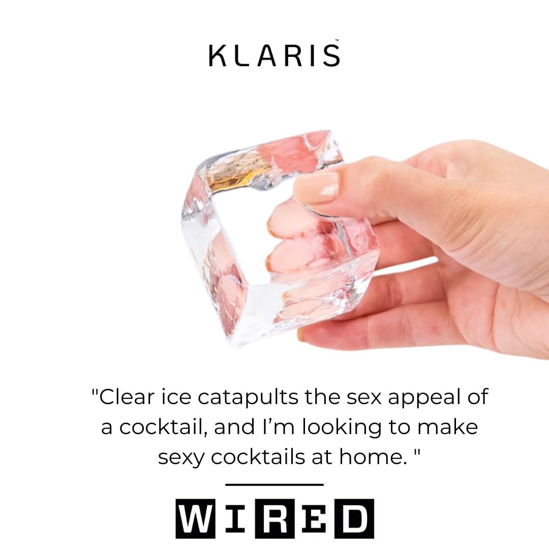 Clear Ice Maker, Makes 4 Large 2" Crystal Ice Cubes in 8-12 Hours, Compact Countertop Design for Cocktails