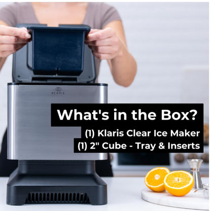 Clear Ice Maker, Makes 4 Large 2" Crystal Ice Cubes in 8-12 Hours, Compact Countertop Design for Cocktails
