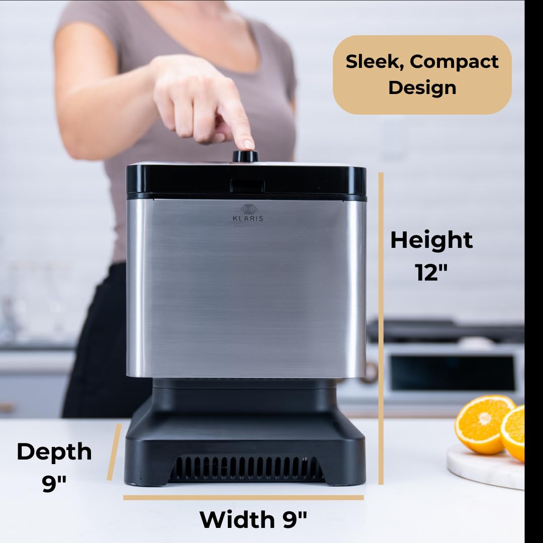 Clear Ice Maker, Makes 4 Large 2" Crystal Ice Cubes in 8-12 Hours, Compact Countertop Design for Cocktails
