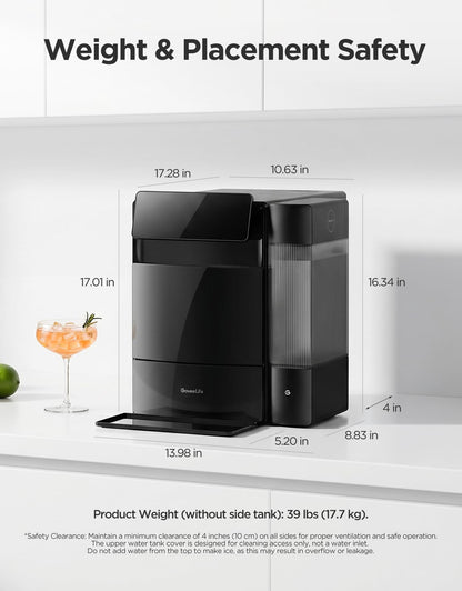 GoveeLife Smart Nugget Ice Maker Pro, 60 lbs/Day, App & Voice Control, Self-Cleaning, Ultra-Quiet Design