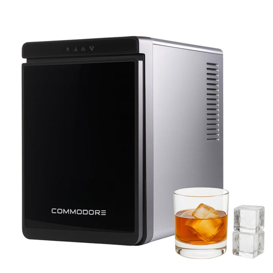 COMMODORE LUXECUBE Luxury Ice Maker, Produces 9 Crystal Clear 1.5" Ice Cubes per Hour, Self-Cleaning