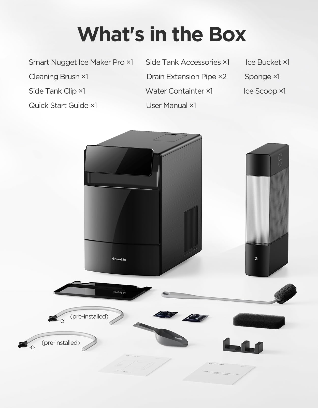 GoveeLife Smart Nugget Ice Maker Pro, 60 lbs/Day, App & Voice Control, Self-Cleaning, Ultra-Quiet Design