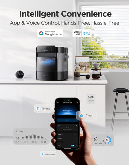 GoveeLife Smart Nugget Ice Maker Pro, 60 lbs/Day, App & Voice Control, Self-Cleaning, Ultra-Quiet Design