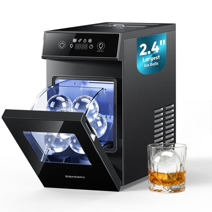 EUHOMY 2.4" Ice Ball Maker, 2 Spheres in 60 Mins, 48/Day, Self-Cleaning Crystal Clear Ice Maker for Whiskey
