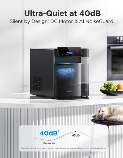 GoveeLife Smart Nugget Ice Maker Pro, 60 lbs/Day, App & Voice Control, Self-Cleaning, Ultra-Quiet Design