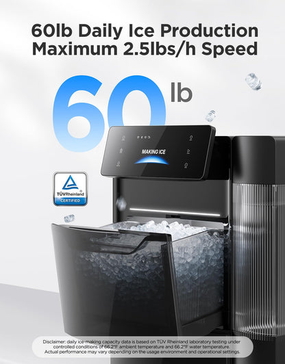 GoveeLife Smart Nugget Ice Maker Pro, 60 lbs/Day, App & Voice Control, Self-Cleaning, Ultra-Quiet Design