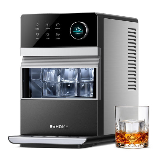 Oylus Clear Ice Cube Maker, 8 Crystal 1.2" Ice Cubes in 20 Mins, 24H Timer, Self-Cleaning, 10 Ice Sizes for Whiskey & Cocktails