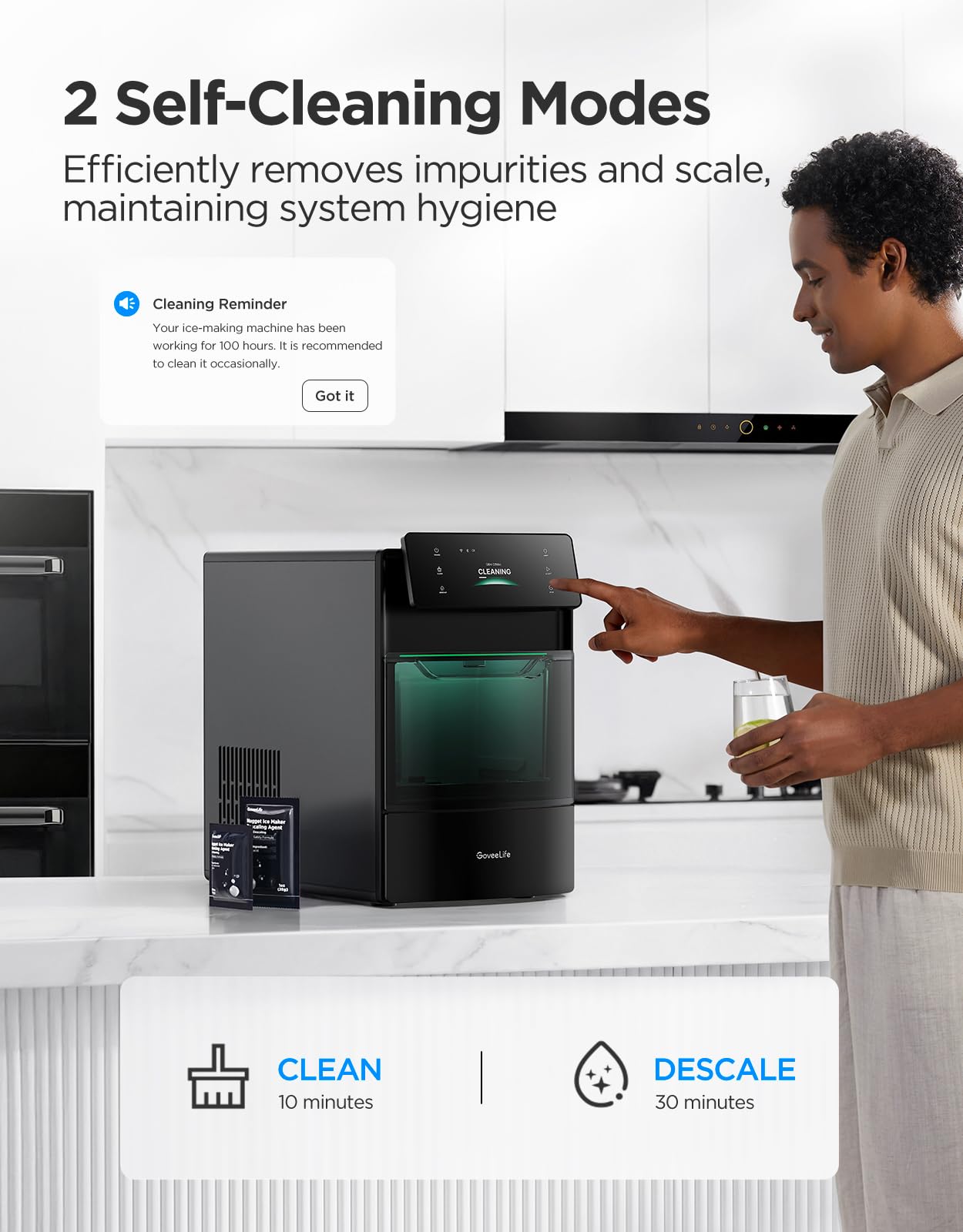 GoveeLife Smart Nugget Ice Maker Pro, 60 lbs/Day, App & Voice Control, Self-Cleaning, Ultra-Quiet Design