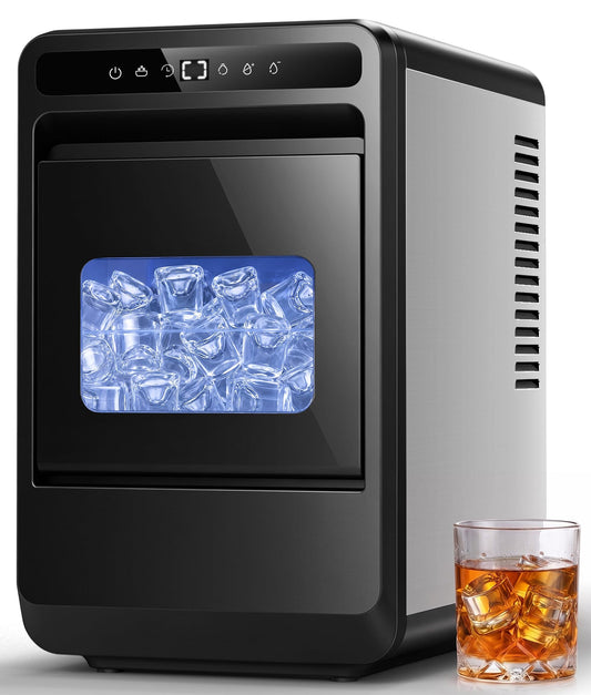 Oylus Clear Ice Cube Maker, 8 Crystal 1.2" Ice Cubes in 20 Mins, 24H Timer, Self-Cleaning, 10 Ice Sizes for Whiskey & Cocktails