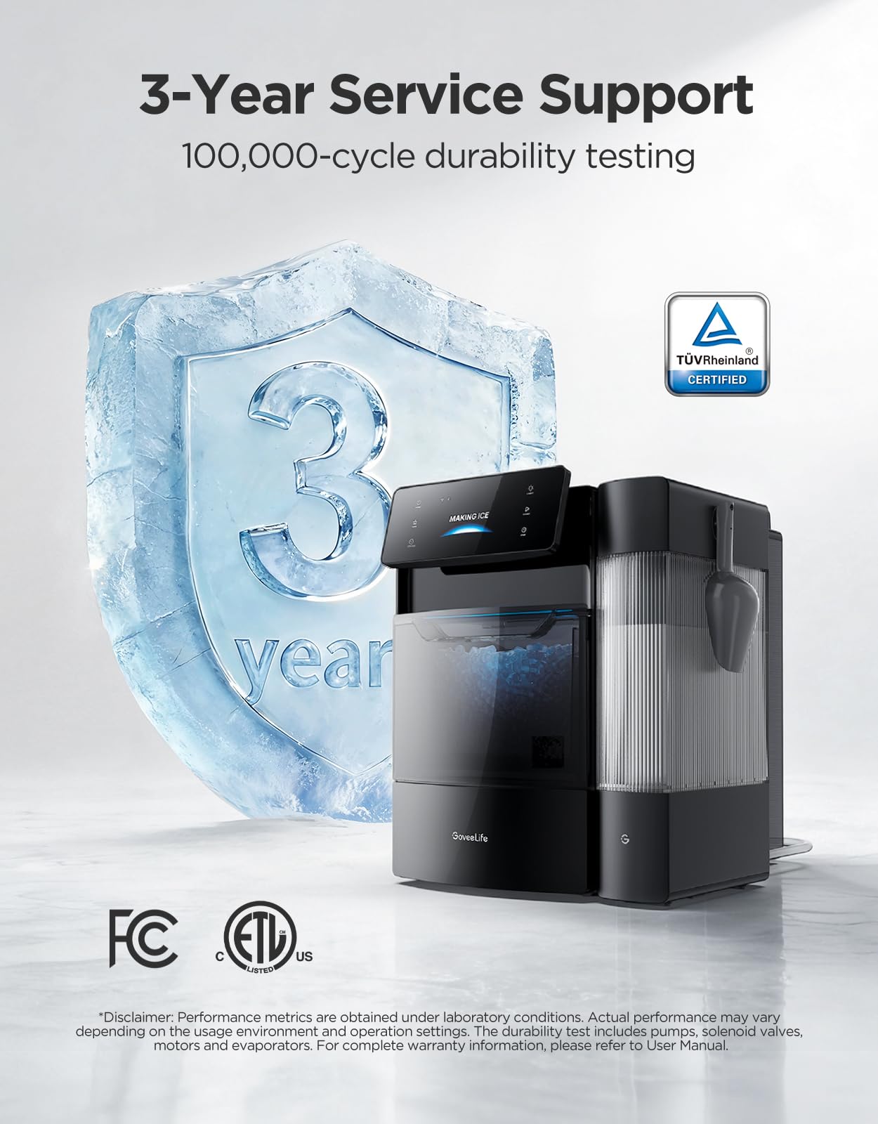 GoveeLife Smart Nugget Ice Maker Pro, 60 lbs/Day, App & Voice Control, Self-Cleaning, Ultra-Quiet Design