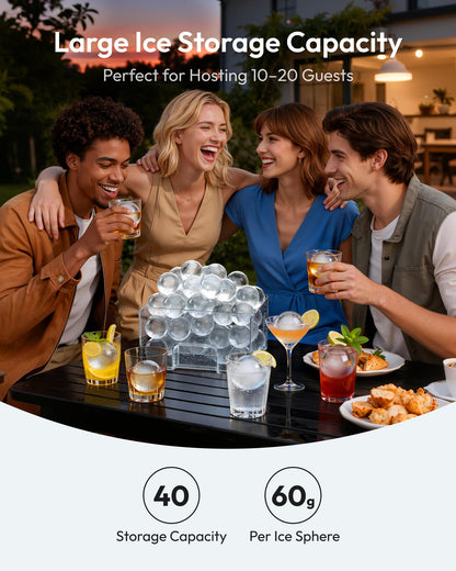 EUHOMY 2" Ice Ball Maker, 4 Spheres in 40 Mins, 144/Day, Self-Cleaning Crystal Clear Ice Maker for Whiskey
