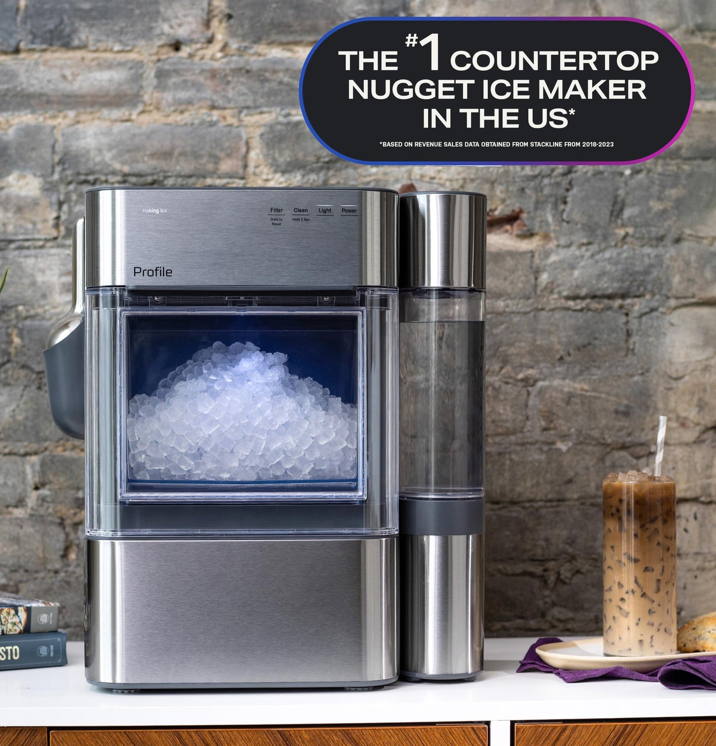GE Profile Opal 2.0 Nugget Ice Maker, Side Tank, 38 lbs/Day, WiFi Connected, Smart Pellet Ice Machine
