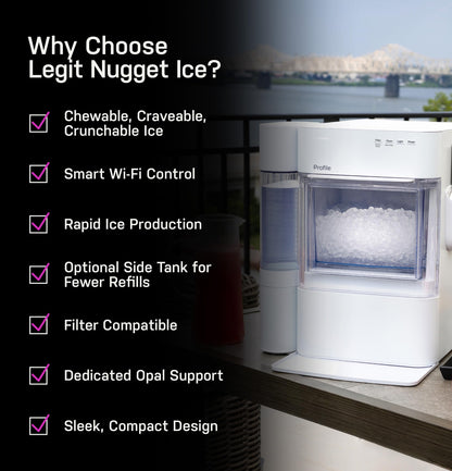 GE Profile Opal 2.0 Nugget Ice Maker, Side Tank, 38 lbs/Day, WiFi Connected, Smart Pellet Ice Machine